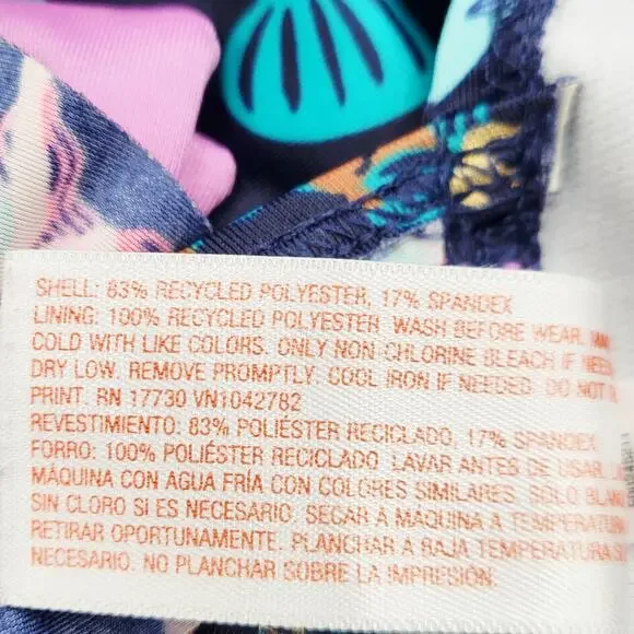 Cat & Jack Mermaid Seashell Print Blue Multicolored One-piece Swimsuit Girls 3T - Picture 5 of 5